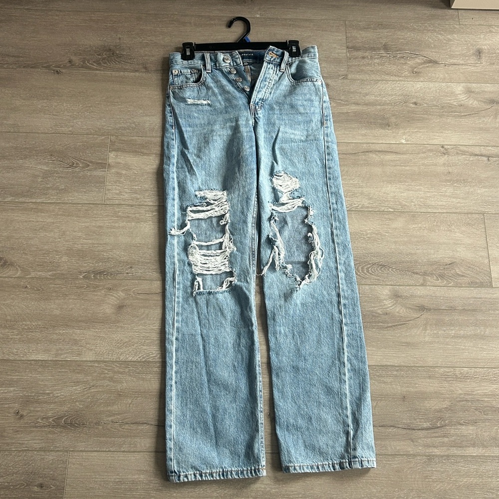 Aeropostale 4 Button Distressed Light Blue Jeans Size 00